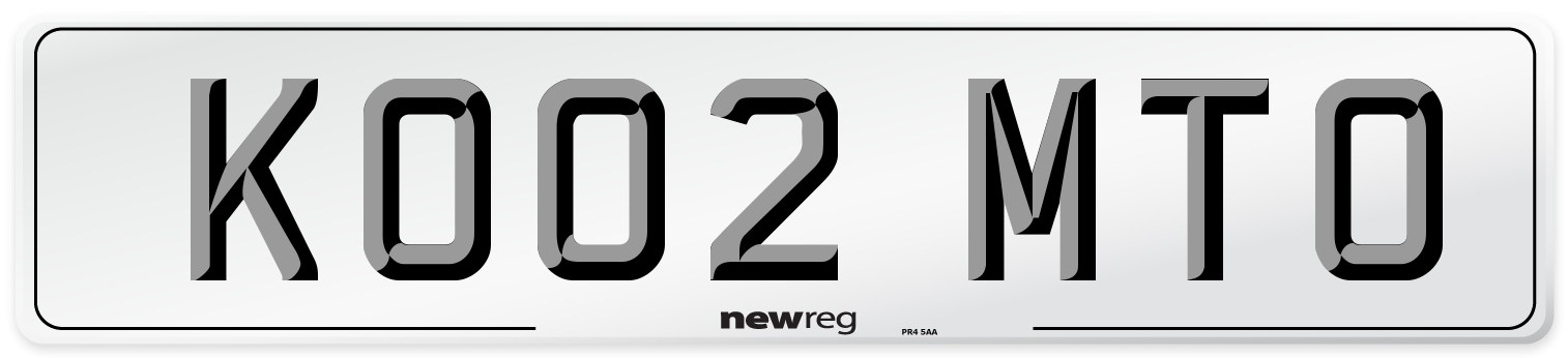 KO02 MTO Number Plate from New Reg
